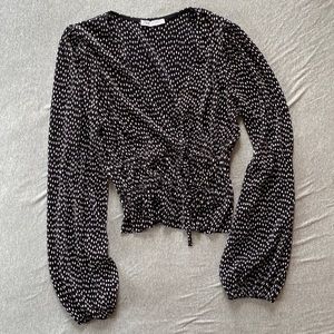 Zara Deep V Silky Pleated Top | Size S